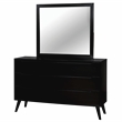 Allora 4pc Wood Bedroom Set - King + 1Nightstand + 1Dresser +1Mirror in Black