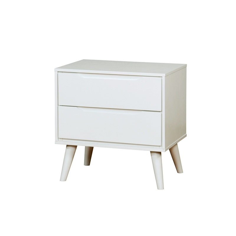 Allora 4pc Wood Bedroom Set - King+Nightstand+Dresser+Mirror in White