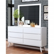 Allora 4pc Wood Bedroom Set - Queen+Nightstand+Dresser+Mirror in White
