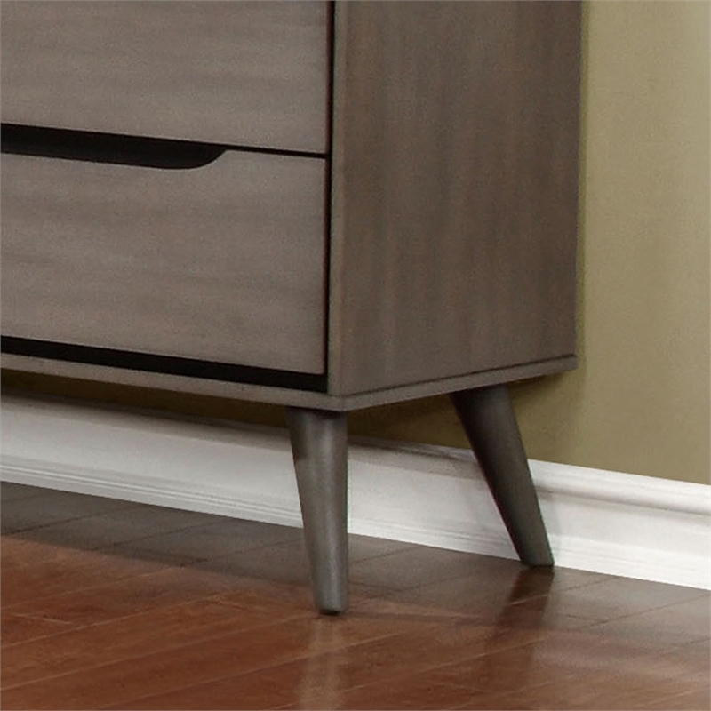 Allora 2-Drawer Mid-Century Solid Wood/Wood Veneer/MDF Nightstand in Gray