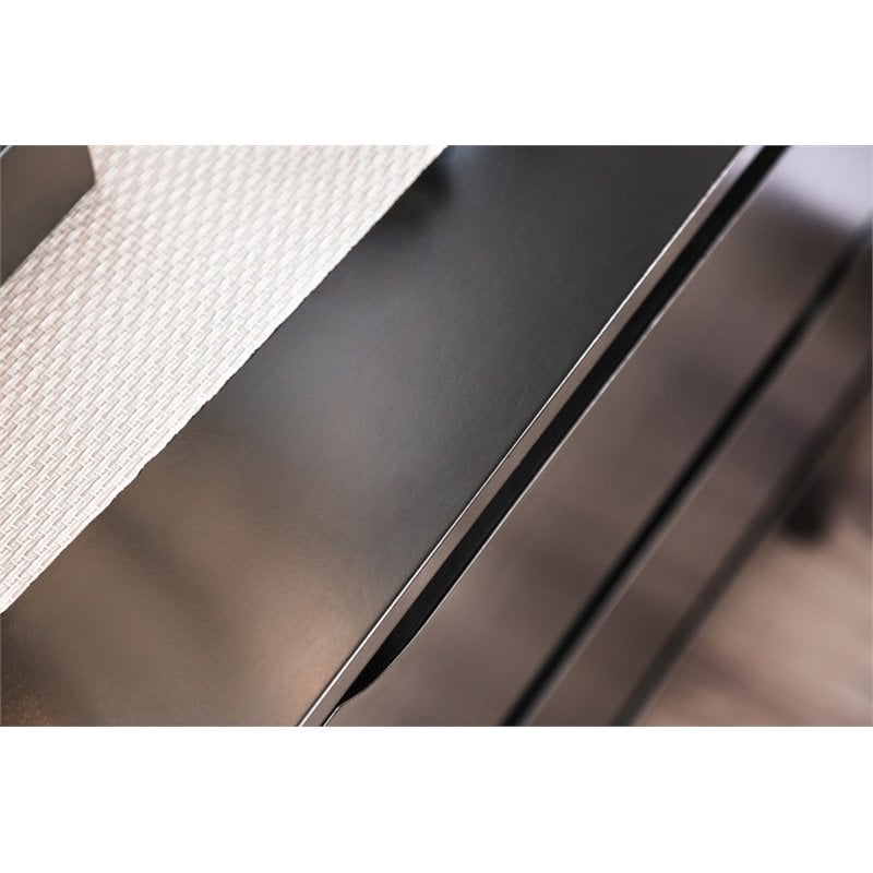 Allora 2-Drawer Mid-Century Solid Wood/Wood Veneer/MDF Nightstand in Black