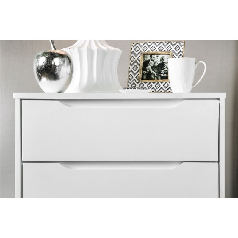 Allora 2-Drawer Mid-Century Solid Wood/Wood Veneer/MDF Nightstand in White