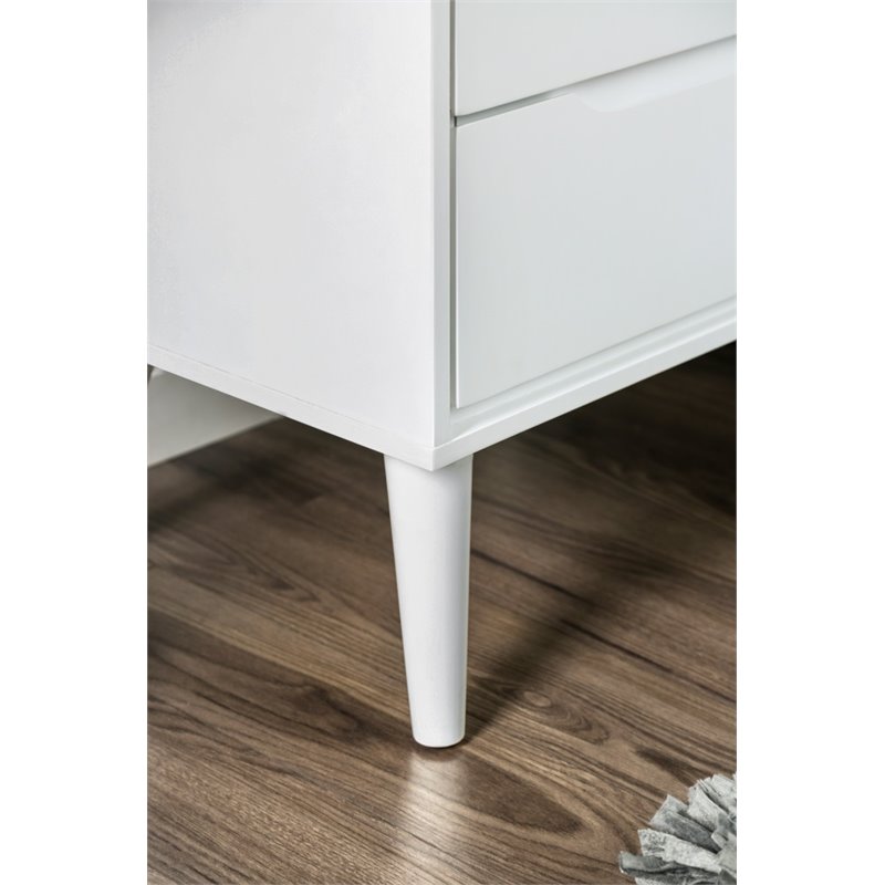 Allora 2-Drawer Mid-Century Solid Wood/Wood Veneer/MDF Nightstand in White