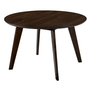 allora mid-century round wood dining table in walnut