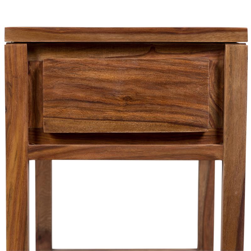 Allora Mid-Century Modern Wood End Table with Drawer in Natural Brown