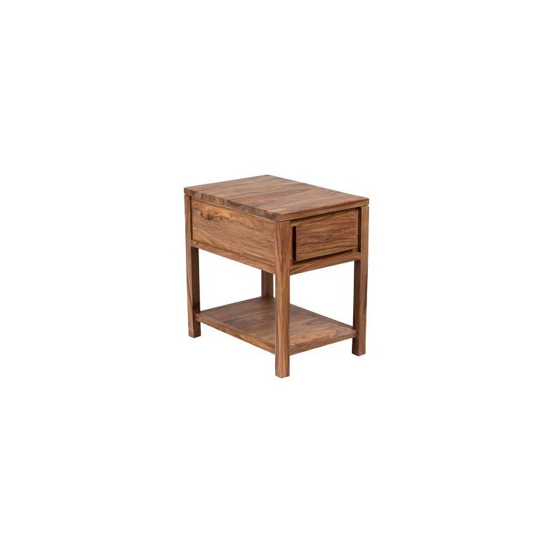 Allora Mid-Century Modern Wood End Table with Drawer in Natural Brown