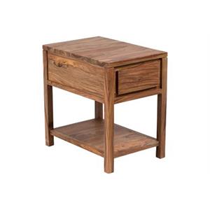 allora mid-century modern wood end table with drawer in natural brown