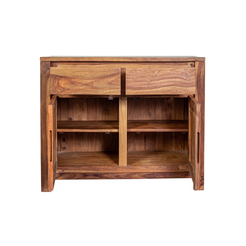 Allora Mid-Century Modern 2 Drawer 2 Door Sideboard in Natural Brown