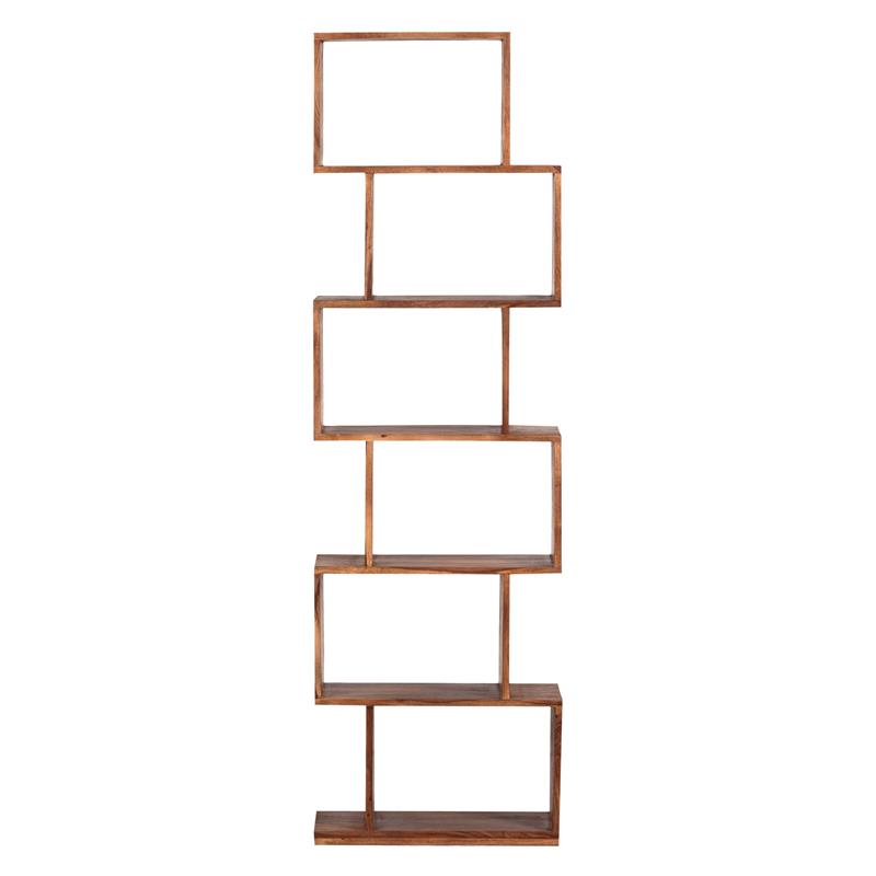 Allora Modern 6-Shelf Stacked Wood Bookcase in Natural Brown