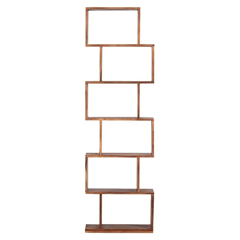 Allora Modern 6-Shelf Stacked Wood Bookcase in Natural Brown