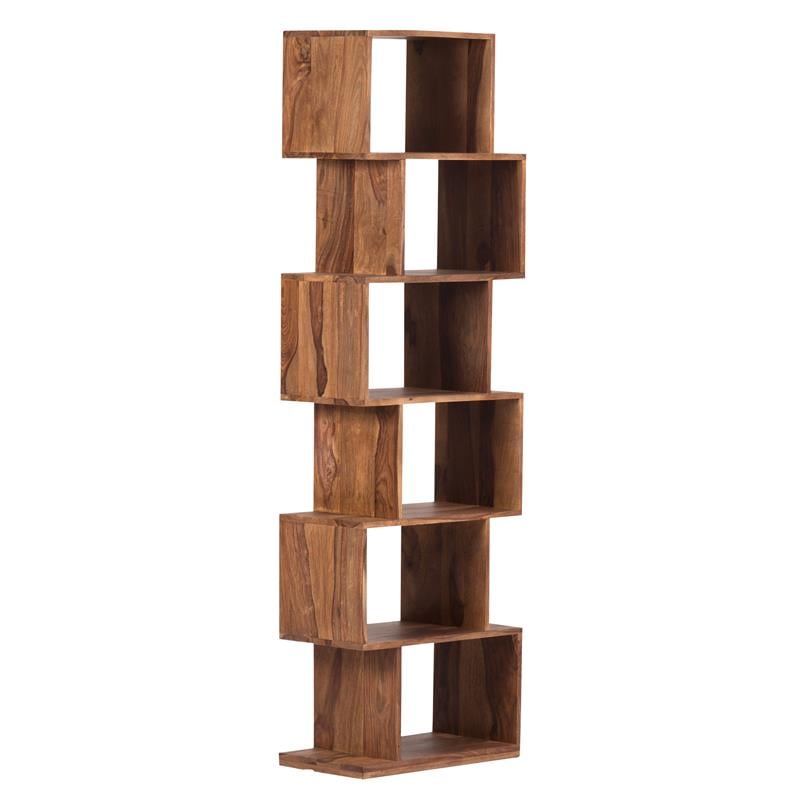 Allora Modern 6-Shelf Stacked Wood Bookcase in Natural Brown