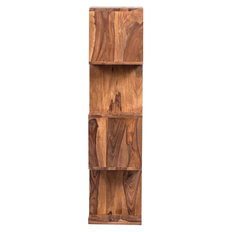 Allora Modern 4 Shelf Stacked Wood Bookcase in Natural Brown