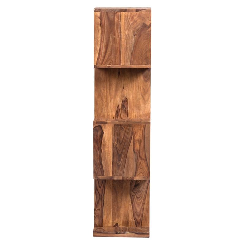 Allora Modern 4 Shelf Stacked Wood Bookcase in Natural Brown