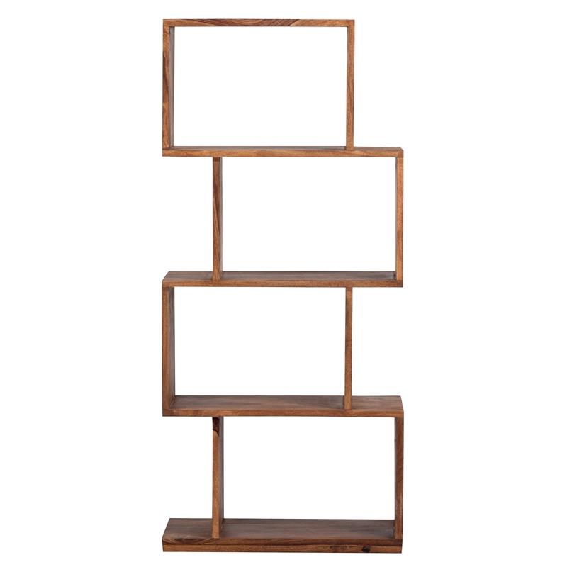 Allora Modern 4 Shelf Stacked Wood Bookcase in Natural Brown