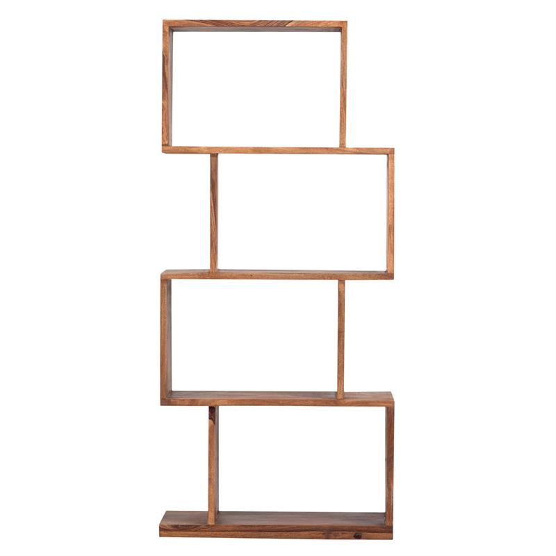 Allora Modern 4 Shelf Stacked Wood Bookcase in Natural Brown