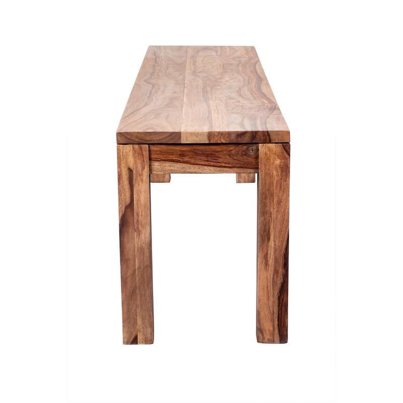 Allora Mid-Century Modern Sheesham Wood Dining Bench in Brown