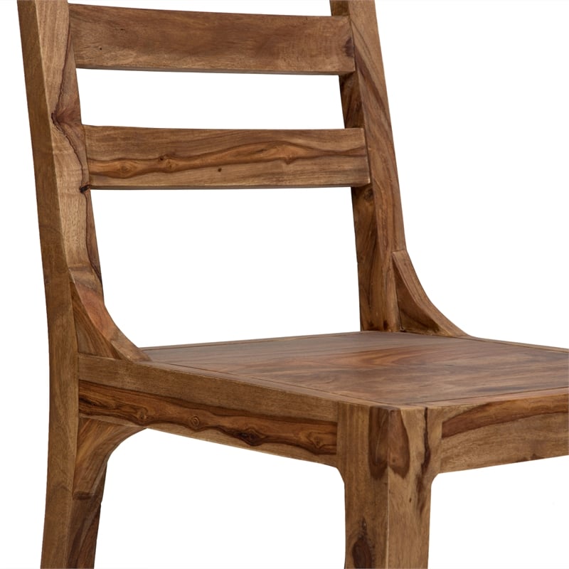 Allora Mid-Century Modern Sheesham Wood Dining Chair in Brown (Set of 2)