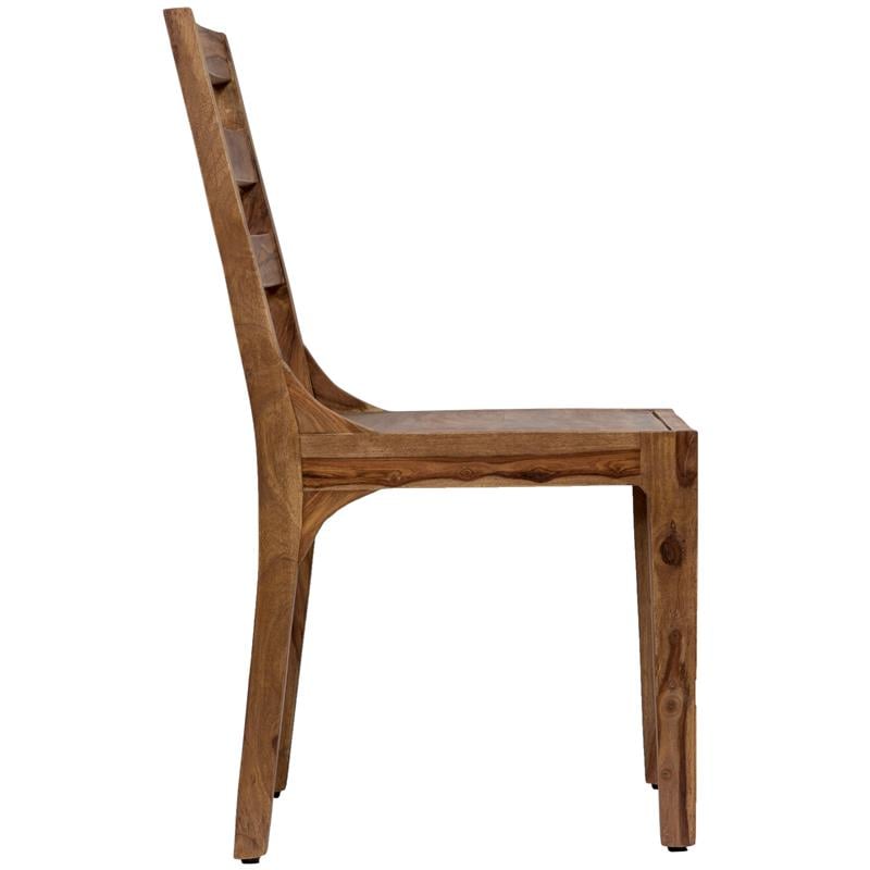 Allora Mid-Century Modern Sheesham Wood Dining Chair in Brown (Set of 2)