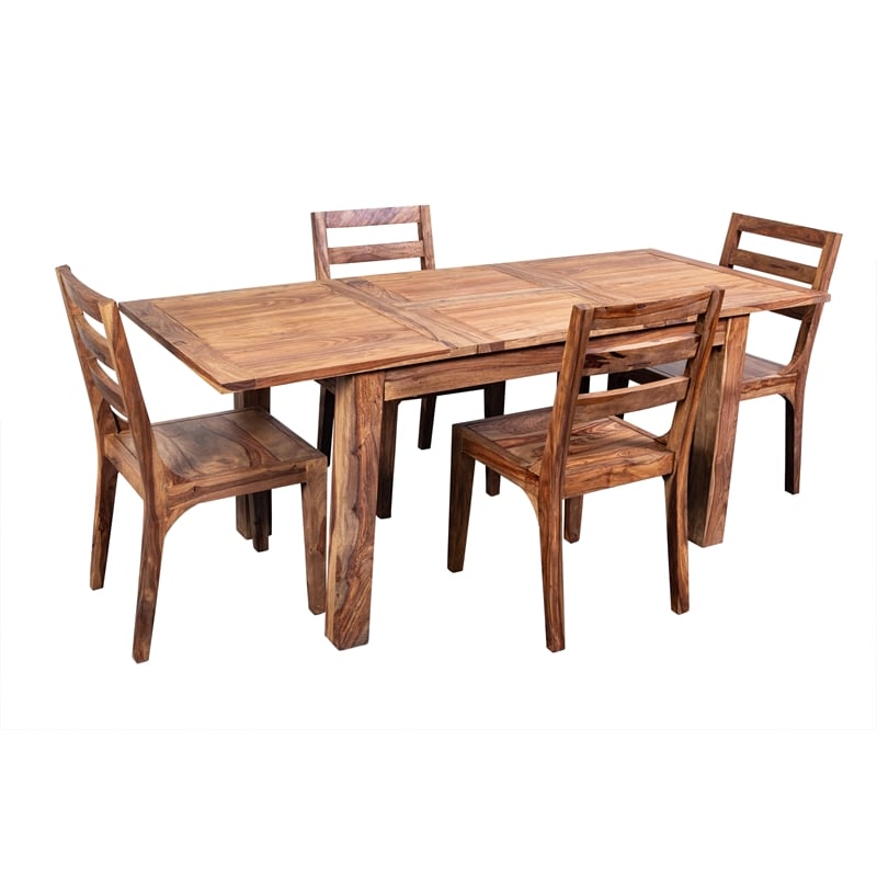 Allora Mid-Century Modern Sheesham Wood Dining Chair in Brown (Set of 2)