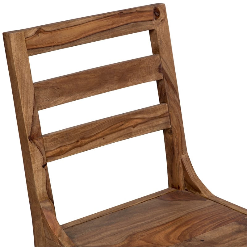 Allora Mid-Century Modern Sheesham Wood Dining Chair in Brown (Set of 2)