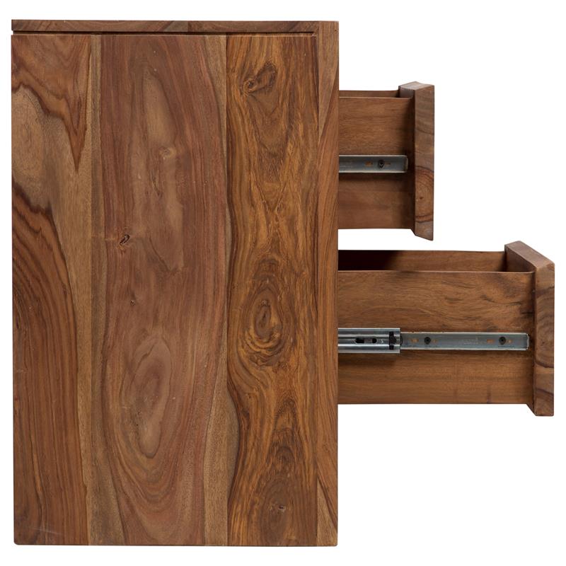 Allora Mid-Century Modern Sheesham Wood 2 Drawer Nightstand in Brown