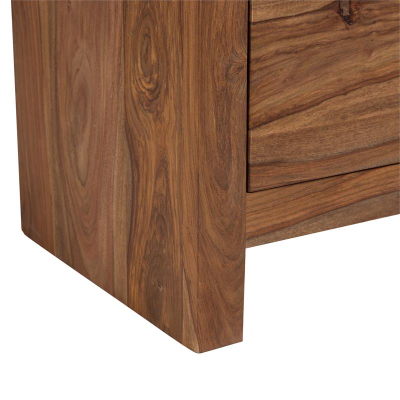 Allora Mid-Century Modern Sheesham Wood 2 Drawer Nightstand in Brown