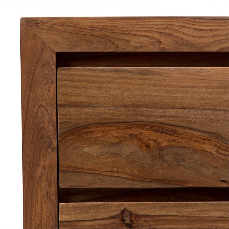 Allora Mid-Century Modern Sheesham Wood 2 Drawer Nightstand in Brown