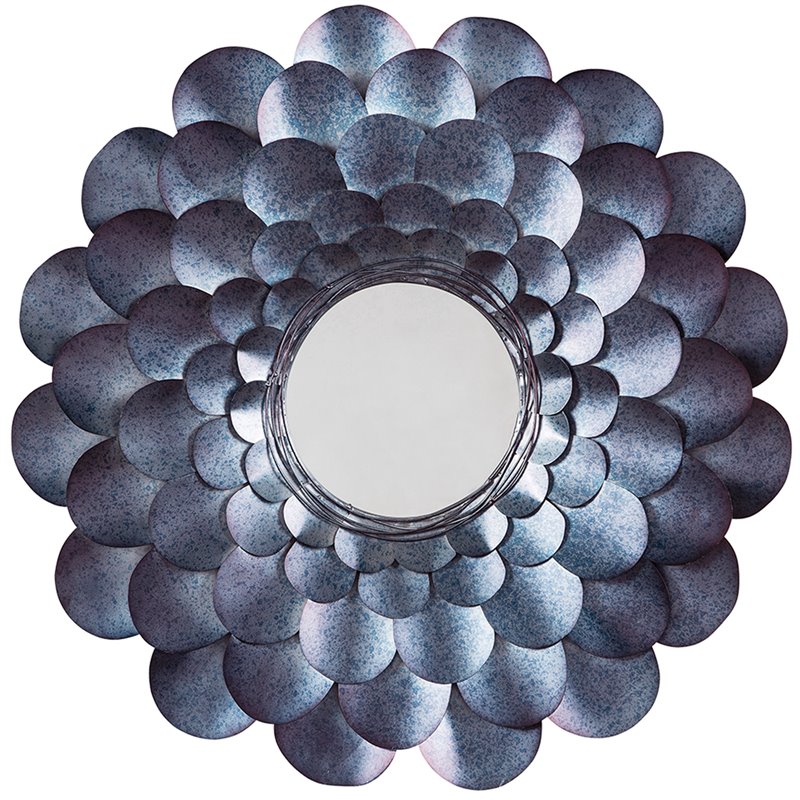 Allora Metal Flower Petal Framed Decorative Mirror in Blue Cymax Business