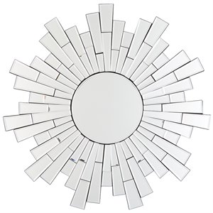 allora round sunburst decorative mirror in silver