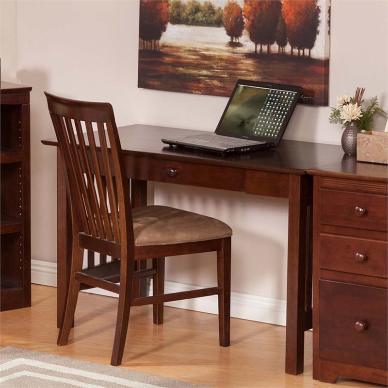 Allora 48" 1 Drawer Mission Style Solid Wood Writing Desk in Walnut - A