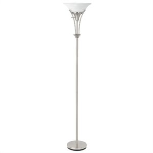 allora floor lamp with frosted ribbed shade in brushed steel