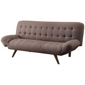 allora tufted sleeper sofa with cone legs in brown