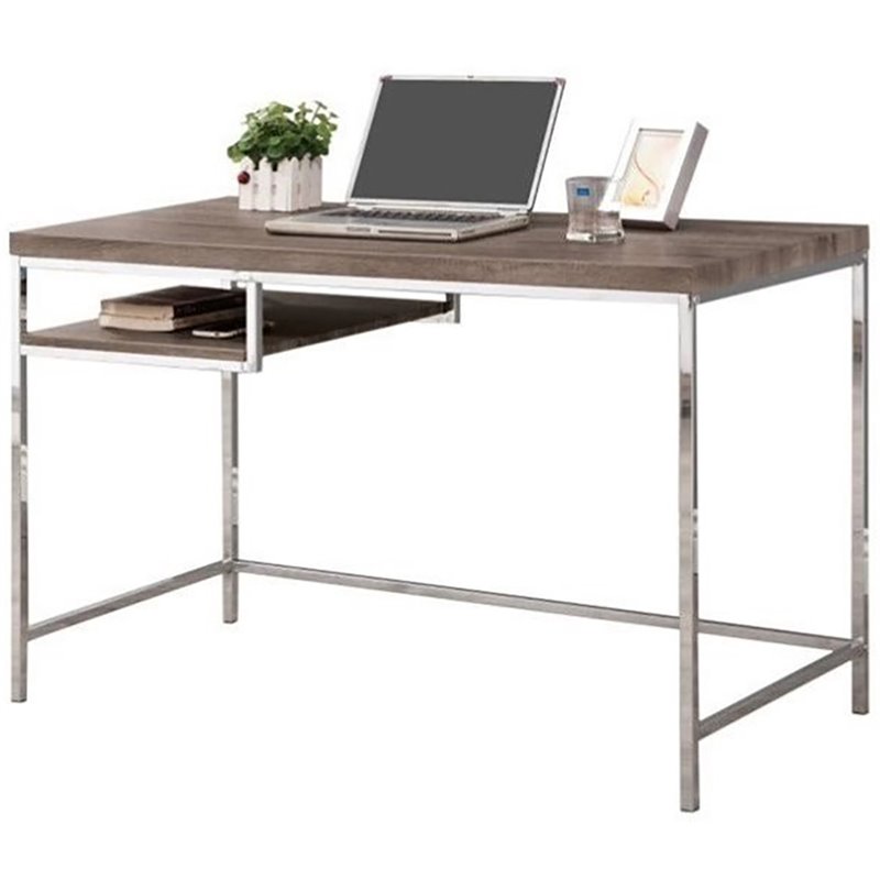 Allora Writing Desk in Weathered Gray and Chrome