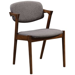 allora dining side chair in gray and dark walnut