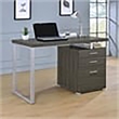 Allora 3-Drawer Contemporary Wood Office Desk in Weathered Gray/Silver