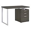 Allora 3-Drawer Contemporary Wood Office Desk in Weathered Gray/Silver