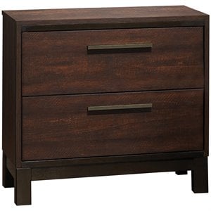 allora 2 drawer nightstand in rustic tobacco and dark bronze