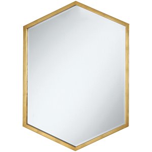 allora hexagonal decorative mirror in gold