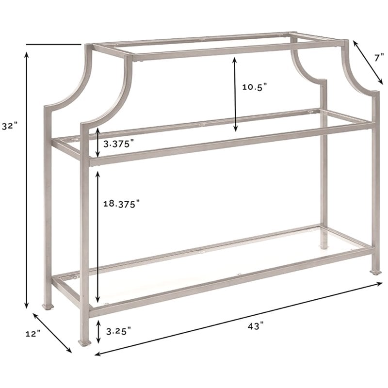 Allora Mid-Century Metal/Tempered Glass Accent Console Table in Gold/Clear