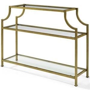 Allora Glass Top Accent Console Table in Antique Gold