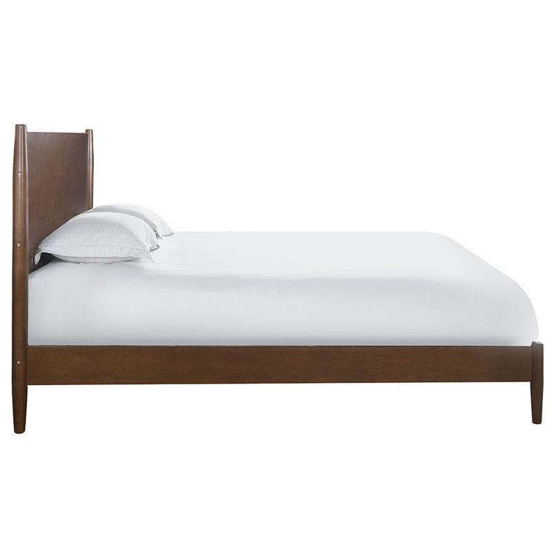 Allora Mid-Century Wood King Panel Platform Bed in Mahogany/Natural