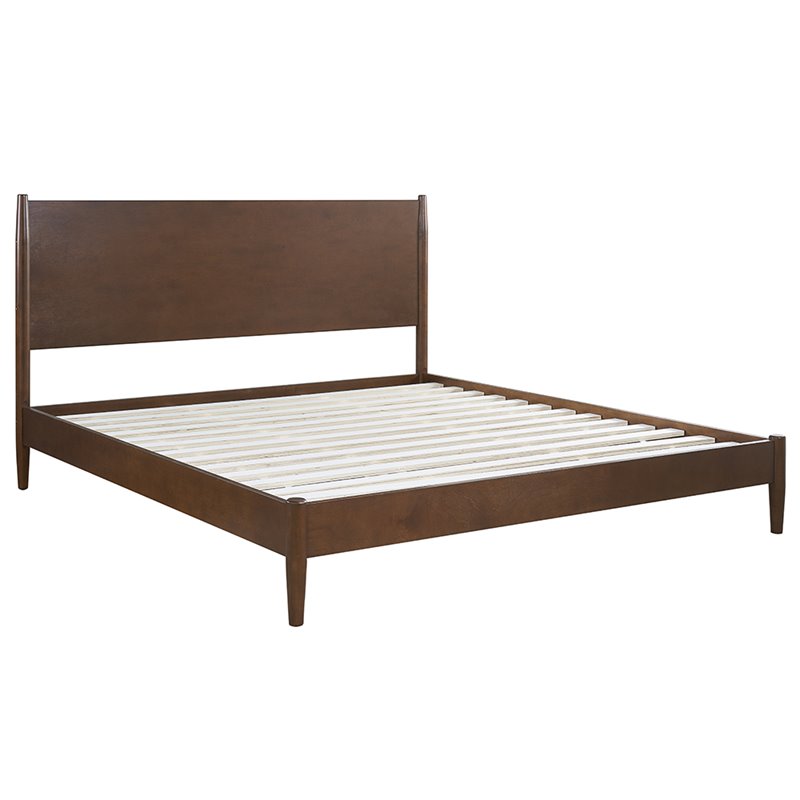 Allora Mid-Century Wood King Panel Platform Bed in Mahogany/Natural