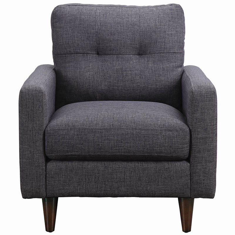 Allora Tufted Fabric Accent Chair in Gray and Coffee Bean