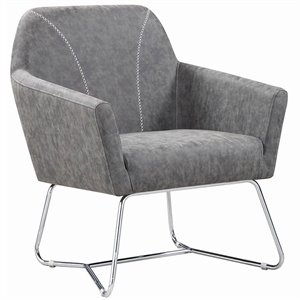 Allora Faux Leather Accent Chair in Gray and Chrome