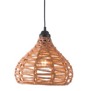 allora painted steel frame with woven rope ceiling lamp in natural