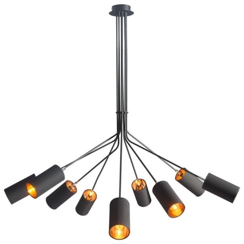 Allora Painted Metal Frame Ceiling Lamp with Accented Gold Foil in Black