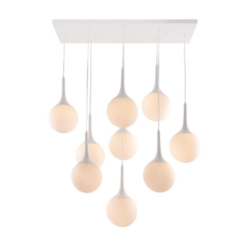 Allora Painted Steel Frame Ceiling Lamp with Frosted Glass Shades in White