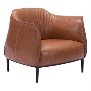 allora mid-century faux leather occassional chair in coffee