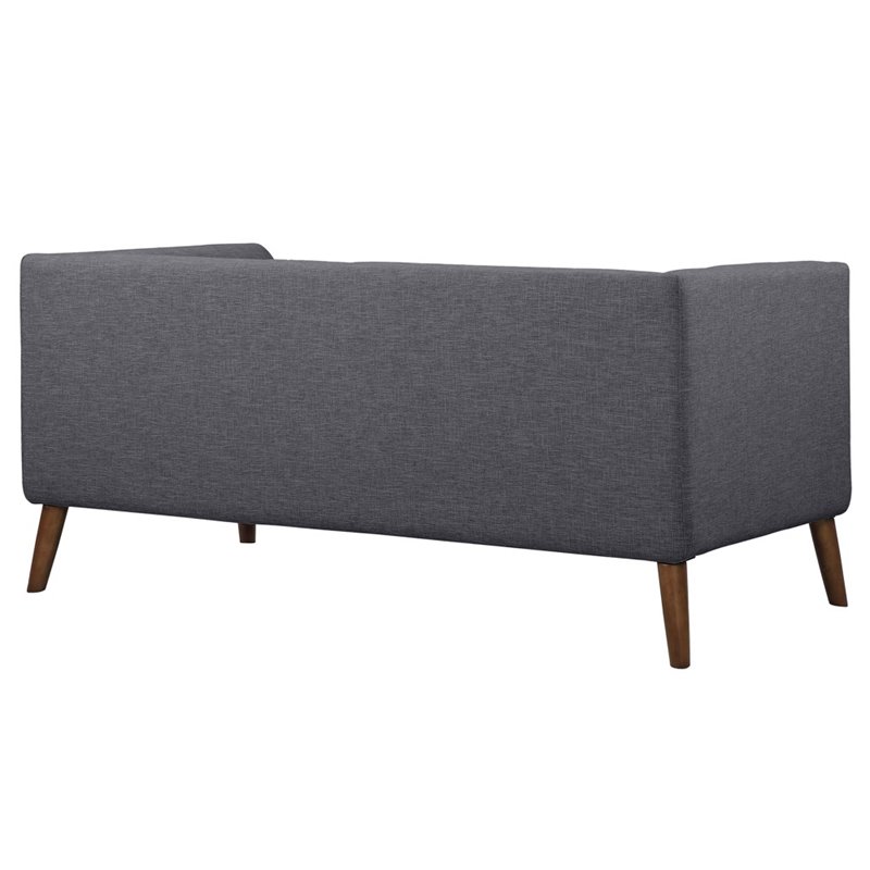 Allora Modern Fabric Upholstered Loveseat in Dark Gray/Walnut