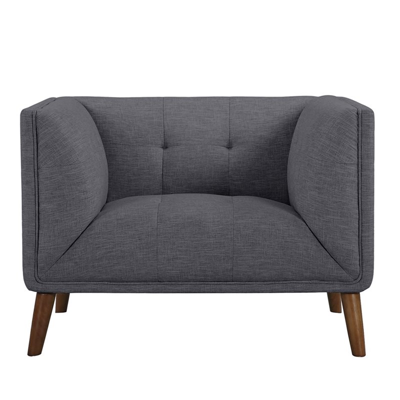 Allora Modern Fabric Chair with Wood Legs in Dark Gray/Walnut